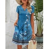 Zeagoo Women’s Casual A-Line Dresses with Pockets Summer Floral Tshirt Dress Short Sleeve Mini Dress Flowy Sundresses(Blue Floral-2)