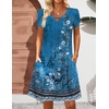 Zeagoo Women’s Casual A-Line Dresses with Pockets Summer Floral Tshirt Dress Short Sleeve Mini Dress Flowy Sundresses(Blue Floral-2)