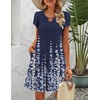 Zeagoo Women’s Casual A-Line Dresses with Pockets Summer Floral Tshirt Dress Short Sleeve Mini Dress Flowy Sundresses(Blue Floral-printed)