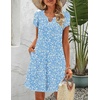 Zeagoo Women’s Casual A-Line Dresses with Pockets Summer Floral Tshirt Dress Short Sleeve Mini Dress Flowy Sundresses(Blue White Floral)