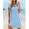 Zeagoo Women’s Casual A-Line Dresses with Pockets Summer Floral Tshirt Dress Short Sleeve Mini Dress Flowy Sundresses(Blue White Floral)