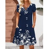 Zeagoo Women’s Casual A-Line Dresses with Pockets Summer Floral Tshirt Dress Short Sleeve Mini Dress Flowy Sundresses(Blue White-printed)