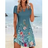 Zeagoo Women’s Casual A-Line Dresses with Pockets Summer Floral Tshirt Dress Short Sleeve Mini Dress Flowy Sundresses(Floral Printed)