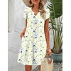 Zeagoo Women’s Casual A-Line Dresses with Pockets Summer Floral Tshirt Dress Short Sleeve Mini Dress Flowy Sundresses(Floral Printed-0012)