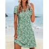 Zeagoo Women’s Casual A-Line Dresses with Pockets Summer Floral Tshirt Dress Short Sleeve Mini Dress Flowy Sundresses(Green Floral)