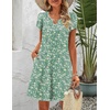 Zeagoo Women’s Casual A-Line Dresses with Pockets Summer Floral Tshirt Dress Short Sleeve Mini Dress Flowy Sundresses(Green Floral)
