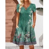 Zeagoo Women’s Casual A-Line Dresses with Pockets Summer Floral Tshirt Dress Short Sleeve Mini Dress Flowy Sundresses(Green-printed)