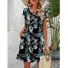 Zeagoo Women’s Casual A-Line Dresses with Pockets Summer Floral Tshirt Dress Short Sleeve Mini Dress Flowy Sundresses(Leaf Printed-02)