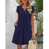 Zeagoo Women’s Casual A-Line Dresses with Pockets Summer Floral Tshirt Dress Short Sleeve Mini Dress Flowy Sundresses(Navy Blue)