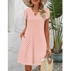 Zeagoo Women’s Casual A-Line Dresses with Pockets Summer Floral Tshirt Dress Short Sleeve Mini Dress Flowy Sundresses(Pink Round Dot)