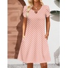 Zeagoo Women’s Casual A-Line Dresses with Pockets Summer Floral Tshirt Dress Short Sleeve Mini Dress Flowy Sundresses(Pink Round Dot)