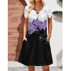 Zeagoo Women’s Casual A-Line Dresses with Pockets Summer Floral Tshirt Dress Short Sleeve Mini Dress Flowy Sundresses(Purple Floral-printed)