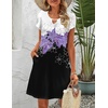 Zeagoo Women’s Casual A-Line Dresses with Pockets Summer Floral Tshirt Dress Short Sleeve Mini Dress Flowy Sundresses(Purple Floral-printed)
