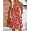 Zeagoo Women’s Casual A-Line Dresses with Pockets Summer Floral Tshirt Dress Short Sleeve Mini Dress Flowy Sundresses(Red Floral-01)
