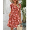 Zeagoo Women’s Casual A-Line Dresses with Pockets Summer Floral Tshirt Dress Short Sleeve Mini Dress Flowy Sundresses(Red Floral-01)