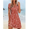 Zeagoo Women’s Casual A-Line Dresses with Pockets Summer Floral Tshirt Dress Short Sleeve Mini Dress Flowy Sundresses(Red Floral-01)