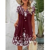 Zeagoo Women’s Casual A-Line Dresses with Pockets Summer Floral Tshirt Dress Short Sleeve Mini Dress Flowy Sundresses(Red Floral-8)