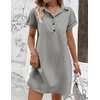 Zeagoo Womens Cotton Shirt Dress Summer Casual Short Sleeve Button Down Beach Cover Up Shirts with Pockets(01-black White Stripe)