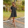 Zeagoo Womens Cotton Shirt Dress Summer Casual Short Sleeve Button Down Beach Cover Up Shirts with Pockets(02-black)