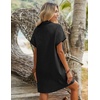 Zeagoo Womens Cotton Shirt Dress Summer Casual Short Sleeve Button Down Beach Cover Up Shirts with Pockets(02-black)