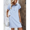 Zeagoo Womens Cotton Shirt Dress Summer Casual Short Sleeve Button Down Beach Cover Up Shirts with Pockets(A01-blue White Stripe)