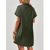 Zeagoo Womens Cotton Shirt Dress Summer Casual Short Sleeve Button Down Beach Cover Up Shirts with Pockets(Army Green)