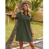 Zeagoo Womens Cotton Shirt Dress Summer Casual Short Sleeve Button Down Beach Cover Up Shirts with Pockets(Army Green)