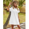 Zeagoo Womens Cotton Shirt Dress Summer Casual Short Sleeve Button Down Beach Cover Up Shirts with Pockets(A-white)