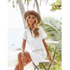 Zeagoo Womens Cotton Shirt Dress Summer Casual Short Sleeve Button Down Beach Cover Up Shirts with Pockets(A-white)