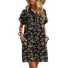 Zeagoo Womens Cotton Shirt Dress Summer Casual Short Sleeve Button Down Beach Cover Up Shirts with Pockets(Black Floral)
