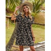 Zeagoo Womens Cotton Shirt Dress Summer Casual Short Sleeve Button Down Beach Cover Up Shirts with Pockets(Black Floral)