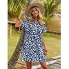 Zeagoo Womens Cotton Shirt Dress Summer Casual Short Sleeve Button Down Beach Cover Up Shirts with Pockets(Blue Leaves)