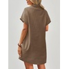 Zeagoo Womens Cotton Shirt Dress Summer Casual Short Sleeve Button Down Beach Cover Up Shirts with Pockets(Dark Brown)