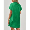 Zeagoo Womens Cotton Shirt Dress Summer Casual Short Sleeve Button Down Beach Cover Up Shirts with Pockets(Forest Green)