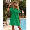 Zeagoo Womens Cotton Shirt Dress Summer Casual Short Sleeve Button Down Beach Cover Up Shirts with Pockets(Forest Green)