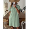 Zeagoo Womens Cotton Shirt Dress Summer Casual Short Sleeve Button Down Beach Cover Up Shirts with Pockets(Green White Stripe)