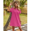 Zeagoo Womens Cotton Shirt Dress Summer Casual Short Sleeve Button Down Beach Cover Up Shirts with Pockets(Hot Pink)
