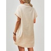 Zeagoo Womens Cotton Shirt Dress Summer Casual Short Sleeve Button Down Beach Cover Up Shirts with Pockets(Khaki)