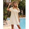 Zeagoo Womens Cotton Shirt Dress Summer Casual Short Sleeve Button Down Beach Cover Up Shirts with Pockets(Khaki)