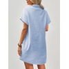 Zeagoo Womens Cotton Shirt Dress Summer Casual Short Sleeve Button Down Beach Cover Up Shirts with Pockets(Light Blue)