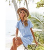 Zeagoo Womens Cotton Shirt Dress Summer Casual Short Sleeve Button Down Beach Cover Up Shirts with Pockets(Light Blue)