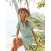 Zeagoo Womens Cotton Shirt Dress Summer Casual Short Sleeve Button Down Beach Cover Up Shirts with Pockets(Light Green)
