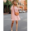 Zeagoo Womens Cotton Shirt Dress Summer Casual Short Sleeve Button Down Beach Cover Up Shirts with Pockets(Light Pink)
