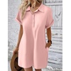 Zeagoo Womens Cotton Shirt Dress Summer Casual Short Sleeve Button Down Beach Cover Up Shirts with Pockets(Light Pink)