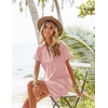 Zeagoo Womens Cotton Shirt Dress Summer Casual Short Sleeve Button Down Beach Cover Up Shirts with Pockets(Light Pink)