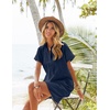 Zeagoo Womens Cotton Shirt Dress Summer Casual Short Sleeve Button Down Beach Cover Up Shirts with Pockets(Navy Blue)