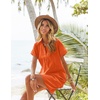 Zeagoo Womens Cotton Shirt Dress Summer Casual Short Sleeve Button Down Beach Cover Up Shirts with Pockets(Orange)