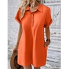Zeagoo Womens Cotton Shirt Dress Summer Casual Short Sleeve Button Down Beach Cover Up Shirts with Pockets(Orange)