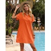 Zeagoo Womens Cotton Shirt Dress Summer Casual Short Sleeve Button Down Beach Cover Up Shirts with Pockets(Orange)