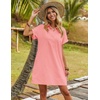 Zeagoo Womens Cotton Shirt Dress Summer Casual Short Sleeve Button Down Beach Cover Up Shirts with Pockets(Pink Orange)